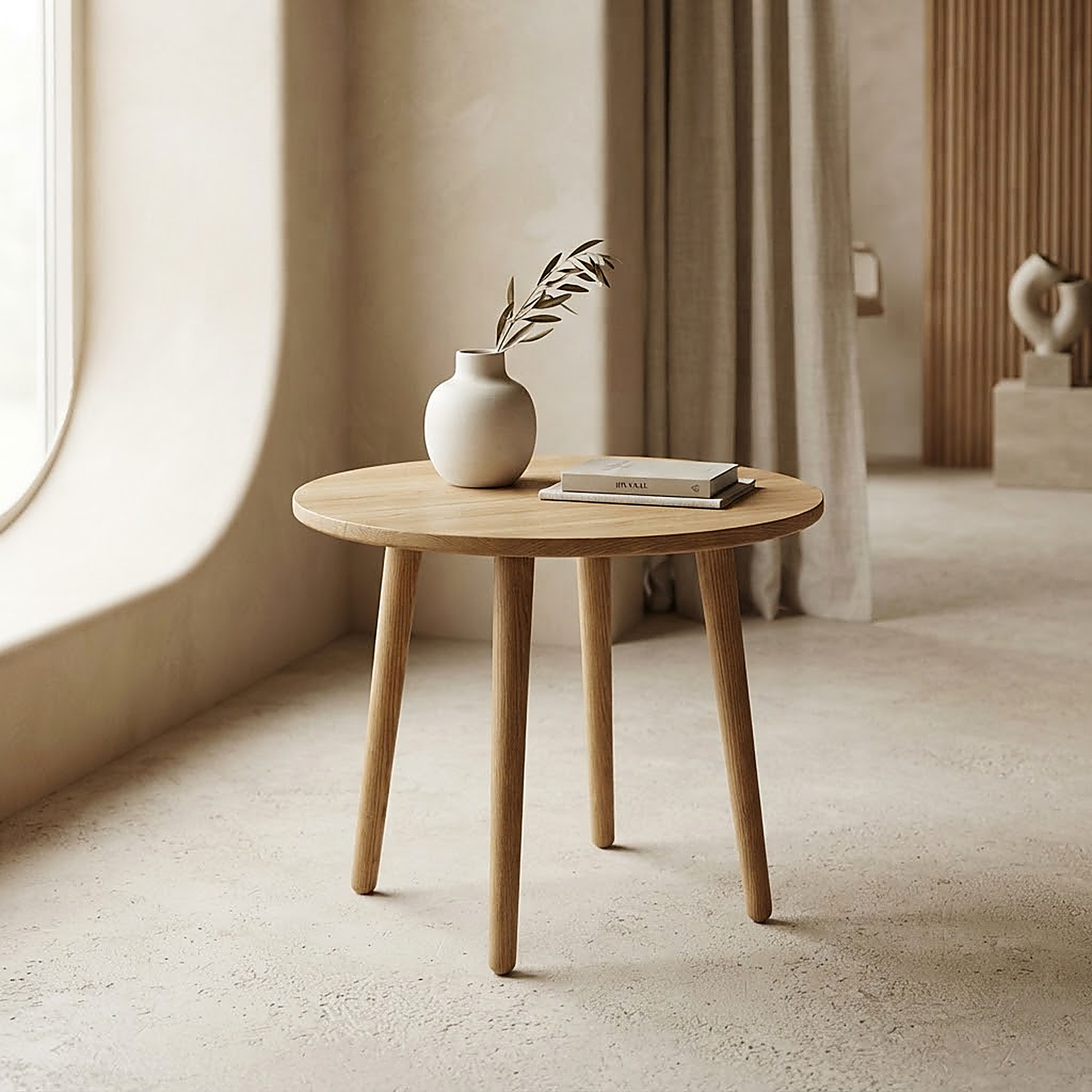 NOA Side Table โต๊ะข้างทรงกลมไม้โอ๊ค
